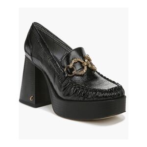 Circus by Sam Edelman Black Platform Loafer with Gold Chain Accent